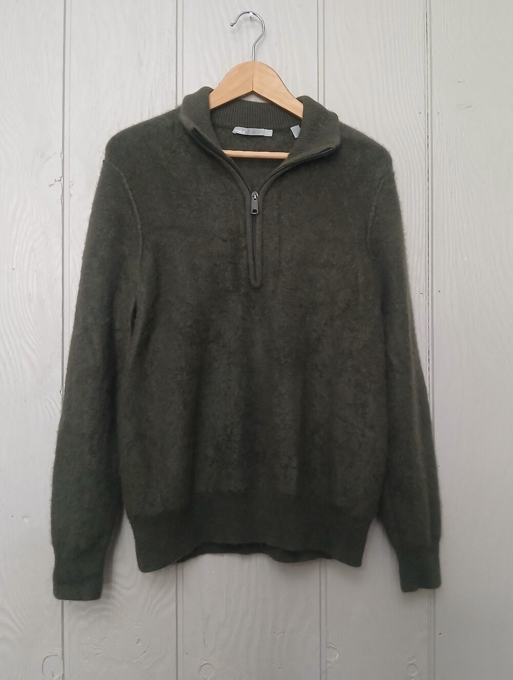 Quince Men's Half-Zip Cashmere Sweater Olive Size XL
